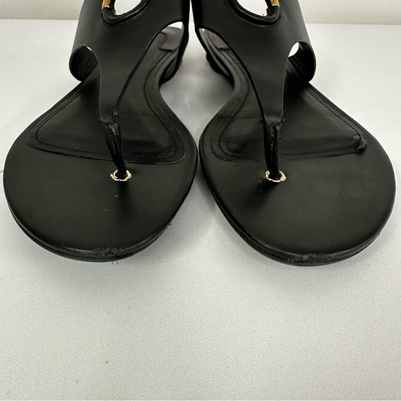 Salvatore Ferragamo Enfola Black Leather Sandals Slip On Flats Size 8C - Picture 3 of 16